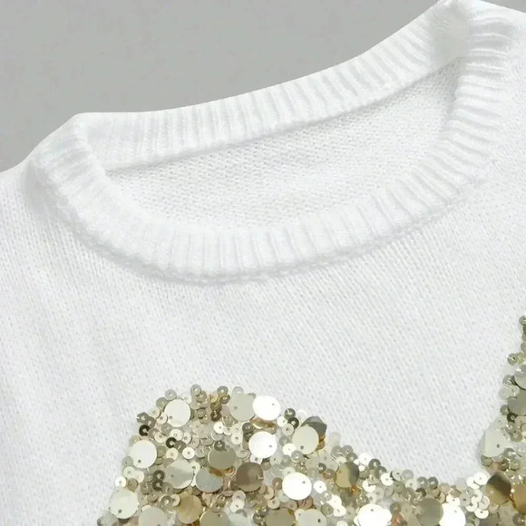Women's Luxurious stylish Sequin detailed Long Sleeve Sweater top - Picture 5 of 9